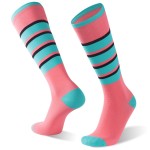 RANDY SUN Waterproof Breathable Graduated Compression Socks(20-30 mmHg), Unisex Cycling Running Trekking Socks, 1 Pair-Pink-Knee High Socks,X-Small