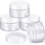 Patelai 4 Pieces Round Wide-mouth Leak Proof Plastic Container Jars with Lids for Travel Storage Makeup Beauty Products Face Creams Oils Salves Ointments DIY Making(1 Ounce,White)