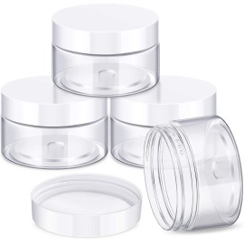 Patelai 4 Pieces Round Wide-mouth Leak Proof Plastic Container Jars with Lids for Travel Storage Makeup Beauty Products Face Creams Oils Salves Ointments DIY Making(1 Ounce,White)