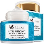 Eclat Skincare Hyaluronic Acid Cream - Hydrating Moisturizer with Ceramides & Vitamin B5 - Hyaluronic Acid Moisturizer for Soothing Dull & Dry Skin - Anti Aging Face Cream for Women and Men 50 ml