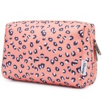 Narwey Cute Cheetah Makeup Bag Travel Cosmetic Bag Organizer Toiletry Bag Make Up Bags with Compartments for Women Girls (Large, Leopard)