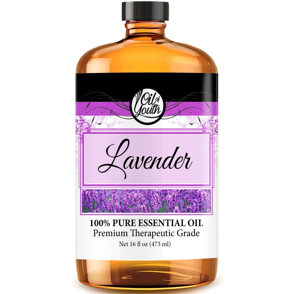 Oil of Youth Lavender Essential Oil Pure for Diffuser, Aromatherapy, Calming & Relaxation (16oz Bulk)