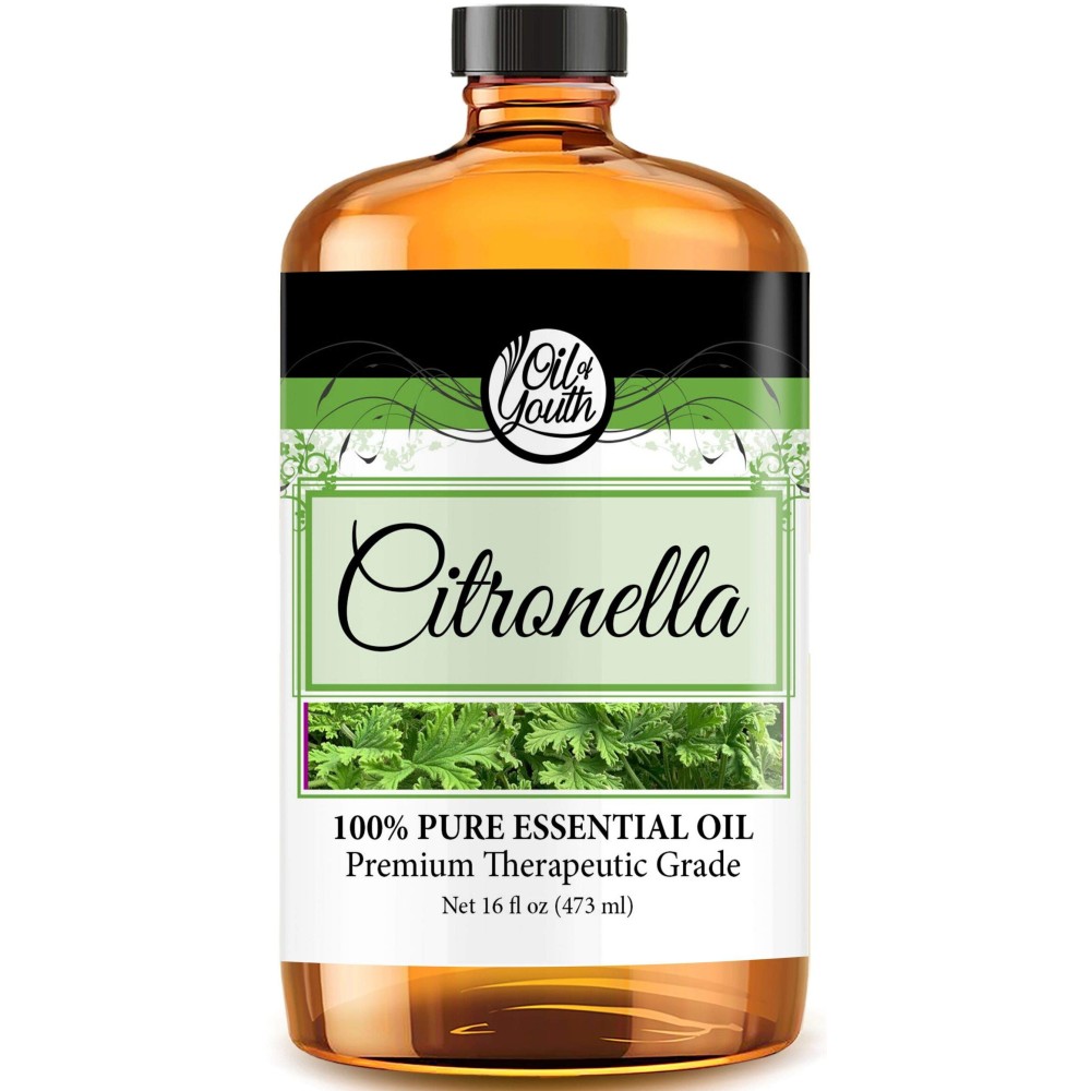 Oil of Youth Citronella Essential Oil (16oz Bulk) - Pure Essential Aromatherapy for Relaxation, Mood, Diffuser, Candles