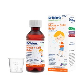 Dr. Talbot\'s Mucus + Cold Relief Liquid Medicine, Naturally Inspired, for Children, Includes Dosage Cup, Natural Grape Juice Flavor, 4 Fl Oz
