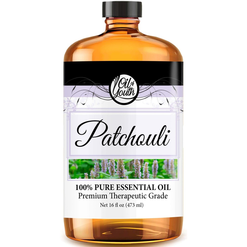 Oil of Youth Patchouli Essential Oil - Pure Therapeutic Grade for Aromatherapy, Diffuser, Hair Care, Enhances Mood - Natural Patchouli Scent (16oz Bulk)