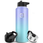 IRON FLASK Camping & Hiking Hydration Flask with Straw, Wide Mouth Insulated Stainless Steel Sports Water Bottle - 40 oz Cotton Candy