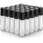 Sungwoo 25 Pack Essential Oil Roller Bottles, 10ml Clear Glass Bottles with Stainless Steel Roller Ball and Cap for Travel, Perfume and Lip Gloss