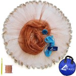 Drasry Saltwater American Fishing Cast Net 3/8inch Mesh Size for Bait Shrimp Trap Fish Heavy Duty Sinkers Throw Net 3FT to 12FT Radius Tire Lines 4FT Radius