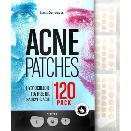 PatchRx Pimple Patches (120 Pack), Salicylic Acid, Tea Tree Oil and Hydrocolloid Pimple Patches for Face