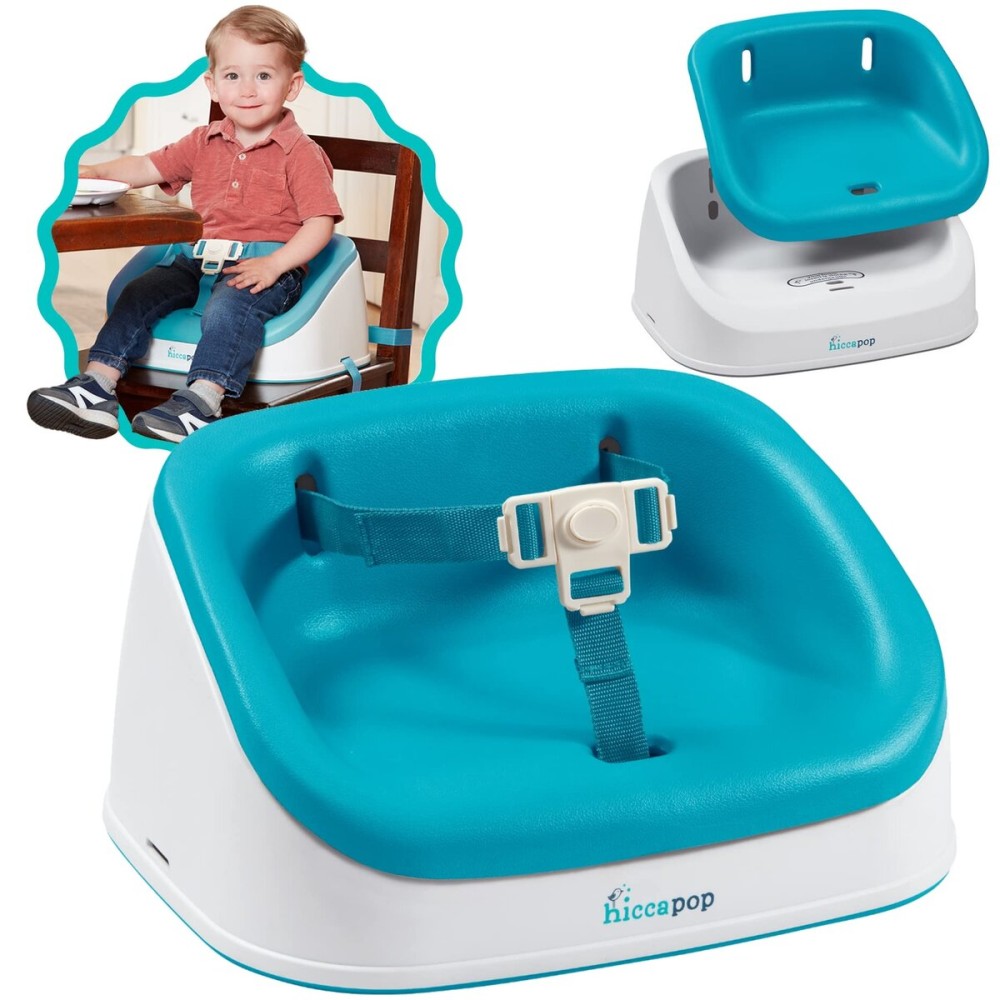 Hiccapop ErgoBoost Toddler Booster Seat for Dining Table, Non-Slip Stable Booster Chair for Toddlers Eating, High Chair Booster Seat for Dining Table, Teal