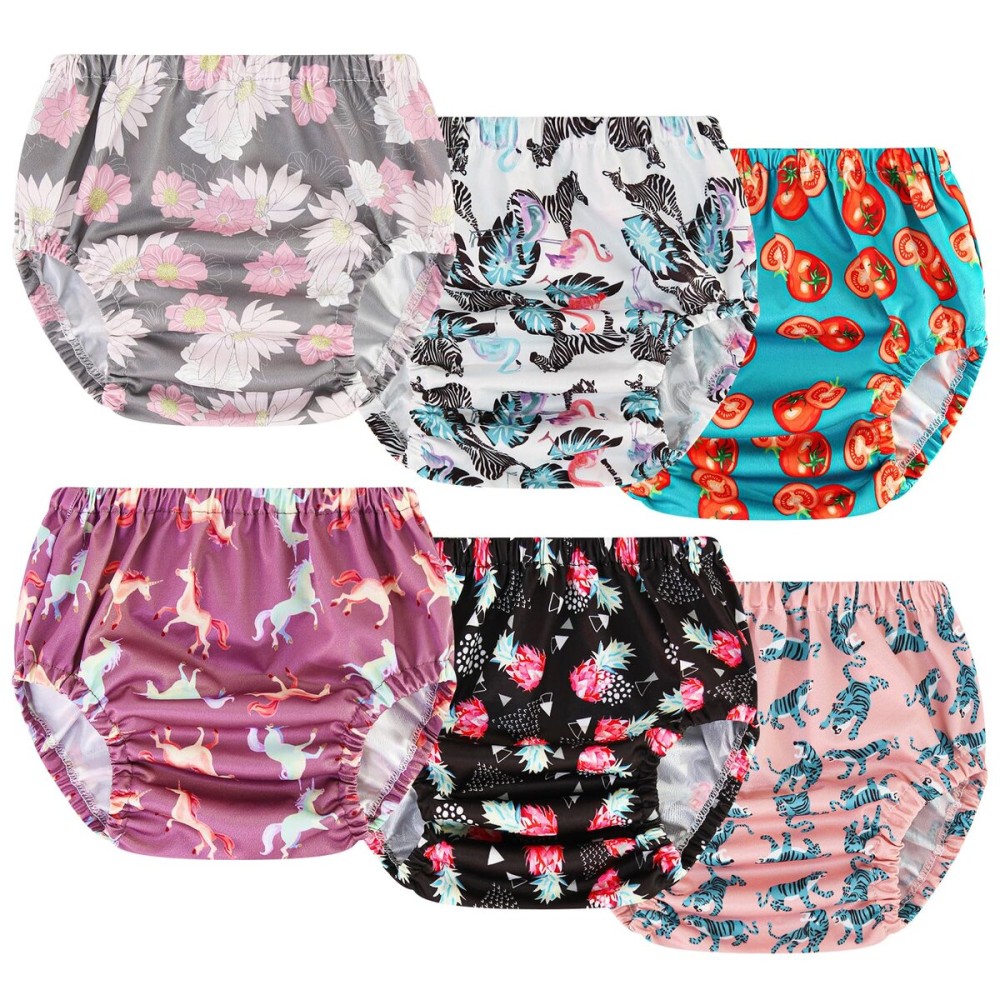 Joyo roy 6Pcs Diaper Covers for Girls Plastic Underwear Covers for Potty Training Rubber Pants for Toddlers Rubber Training Pants for Toddlers 2t Waterproof Diaper Cover Waterproof Plastic Underwear