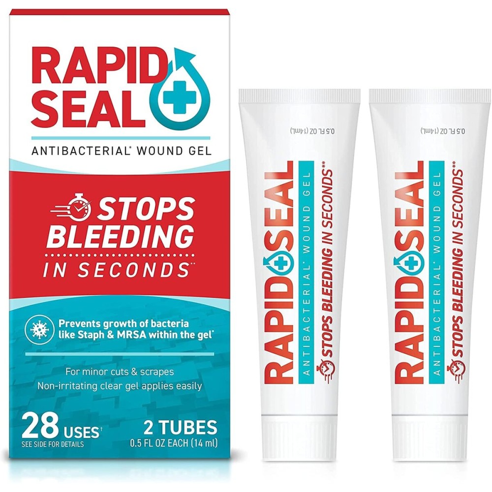 Rapid-Seal Wound Gel (2 Tubes) | Stops Bleeding in Seconds | Ideal for Cuts, Scrapes and Razor Nicks for Emergency First Aid Supplies
