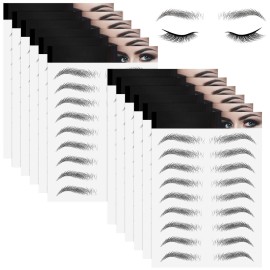 Maitys 12 Sheets 108 Pairs 4D Hair Like Waterproof Eyebrow Tattoos Stickers Temporary Transfer Brows Decal Peel off Fake Eyebrow Sticker Instant Authentic Brow Decal for Women(Simple Style)