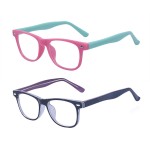 Outray 2 Pack Kids Computer Blue Light Blocking Glasses for Boys and Gilrs Age 3-12 Anti Eyestrain (Set Purple+Pink/Green, 46)