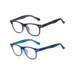 Outray 2 Pack Kids Computer Blue Light Blocking Glasses for Boys and Gilrs Age 3-12 Anti Eyestrain (Set Black+Blue, 46)
