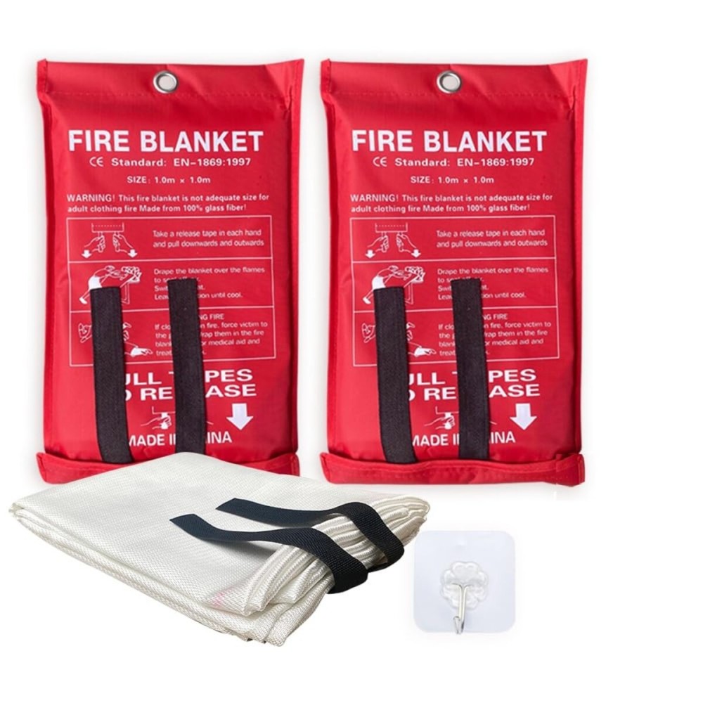 Emergency Fire Blanket for Home and Kitchen - 2 Pack - Fire Blankets Emergency for Home Safety 40 x 40 - Suppression Shield Retardant Extinguisher Fiberglass Welding Fireproof Cloth Towel