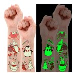 Partywind 10 Sheets Luminous Christmas Temporary Tattoos for Kids Stocking Stuffers, Christmas Party Decorations Supplies Favors for Birthday, Xmas Holiday Stickers Games Toys for Boys Girls