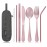 Portable Stainless Steel Flatware Set, Travel Camping Cutlery Set, Portable Utensil Travel Silverware Dinnerware Set with a Waterproof Case (Pink)