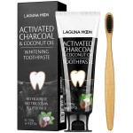 Lagunamoon Whitening Charcoal Toothpaste for Sensitive Teeth, Enamel Repair, Cavity Protection - Natural Toothpaste for Whitening, Removing Stains, Mint Flavor Freshen Breath Mint Gel - No Peroxide