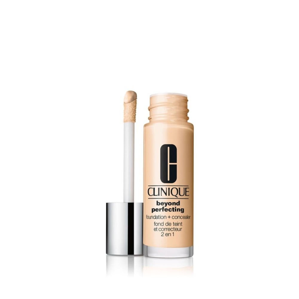 Clinique Beyond Perfecting Lightweight Liquid Foundation + Concealer For Dry Combination to Oily Skin Types | Full Coverage + Natural Matte Finish, Bone, 1 Fl Oz