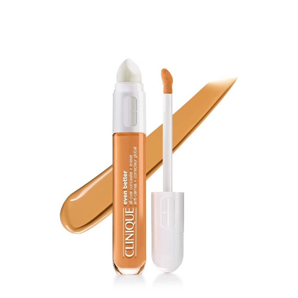Clinique Even Better All-Over Full Coverage Concealer + Eraser Makeup For Dark Undereye Circles | With Hyaluronic Acid + Caffeine | Hydrating, Brightening + Depuffing, Deep Honey, 0.2 Fl Oz
