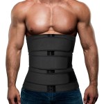 Hidyliu Mens Workout Waist Trainer Neoprene Corset Sauna Sweat Trimmer Cincher Slimming Belly with Belts (Black Waist Trainer Belt, M)