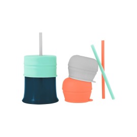 Boon SNUG Silicone Straw Sippy Cup - Set of 3 Lids, 3 Straws & Toddler Cup - Convert Kids Cups - Mint