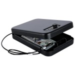 Dalmbox Portable Gun Safe for Pistols with Combination Lock Handgun Lock Box for Nightstand, Travel , Home, Car, Truck (9.4X 6.4 X 1.8)