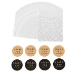 400PCS White Polka Dot Treat Bags Set Self Adhesive Candy Cookie Bags Set, 200 Cellophane Bags + 200 Thank You Sticker for Bakery Biscuit Chocolate Snacks Dessert (5.5x5.5Inches)