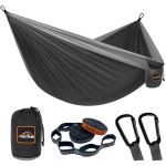 AnorTrek Camping Hammock, Super Lightweight Portable Parachute Hammock with Two Tree Straps Single or Double Nylon Travel Tree Hammocks for Camping Backpacking Hiking