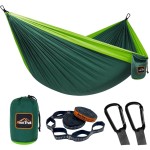 AnorTrek Camping Hammock, Super Lightweight Portable Parachute Hammock with Two Tree Straps Single or Double Nylon Travel Tree Hammocks for Camping Backpacking Hiking Dark Green&Green