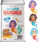BioSwiss Bandages, Mermaid Shaped Self Adhesive Bandage Set, Latex Free, Sterile Wound Care, 50 Count
