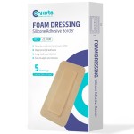 Conkote Silicone Foam Dressings 4\'\' X 8\'\', Gentle Adhesive Wound Dressing for Wound Care, Box of 5 Dressings