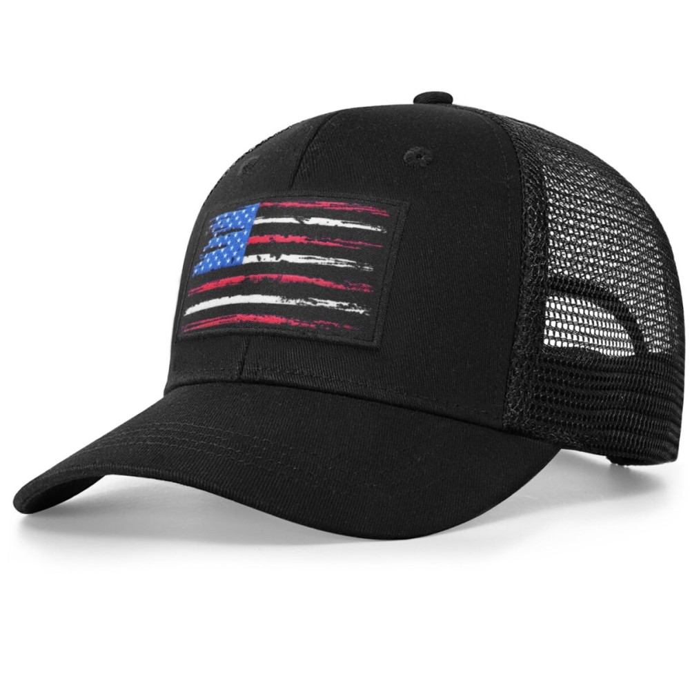 Naicissism American Fish Flag Trucker Hat, Fishing Gifts for Men, Outdoor Snapback Fishing Hat Perfect for Fishing and Daily Use