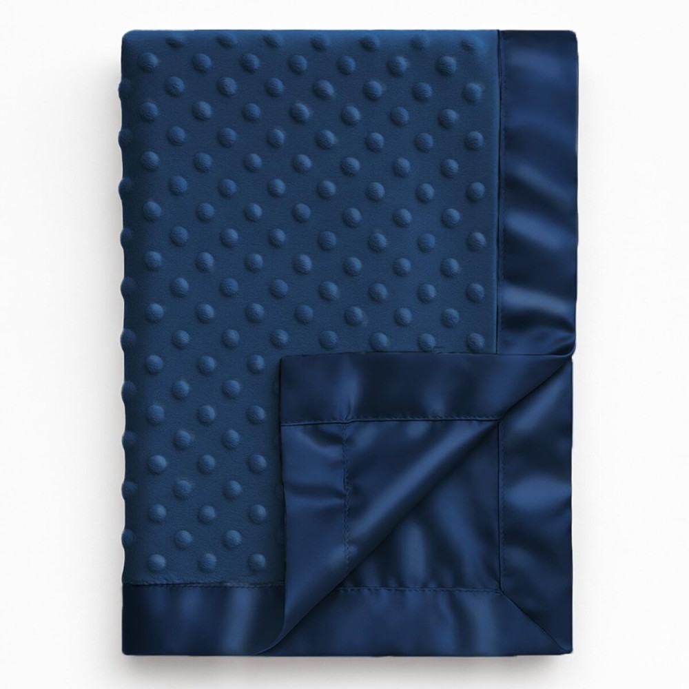 Pro Goleem Baby Soft Minky Dot Blanket with Silky Satin Backing Baby Gifts for Boys and Girls (Navy Blue, 30 x 40)
