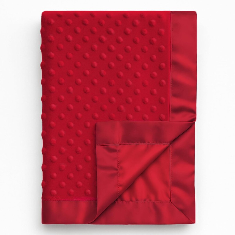 Pro Goleem Baby Soft Minky Dot Blanket with Silky Satin Backing Baby Gifts for Boys and Girls (Red, 30 x 40)