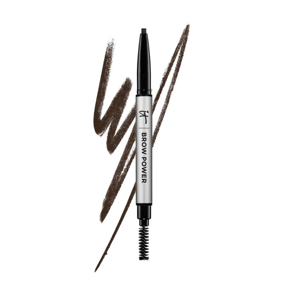 IT Cosmetics Brow Power Universal Brown Eyebrow Pencil (Brunette) - Long-Lasting, Budge-Proof, Nourishing Biotin & Antioxidants, Easy to Apply & Adjustable, Natural Brow Makeup, Built-in Spoolie
