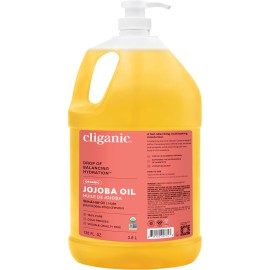 Cliganic Organic Jojoba Oil 128oz with Pump (Gallon Size), Bulk, 100% Pure - Non-GMO