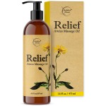 Relief Arnica Massage Oil for Massage Therapy, Home Use & Therapeutic Massaging | Great for Lymphatic Drainage, Sore Muscles & Joints | All Natural with Arnica Montana & Lemongrass Essential Oil