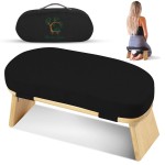 MONK & LLAMA Meditation Bench - Kneeling Bamboo Bench with Foldable Legs & Cushion - Perfect Kneeling Stool Ergonomic Bamboo Yoga Bench for Extended Practice - Includes Carrying Bag (Black)