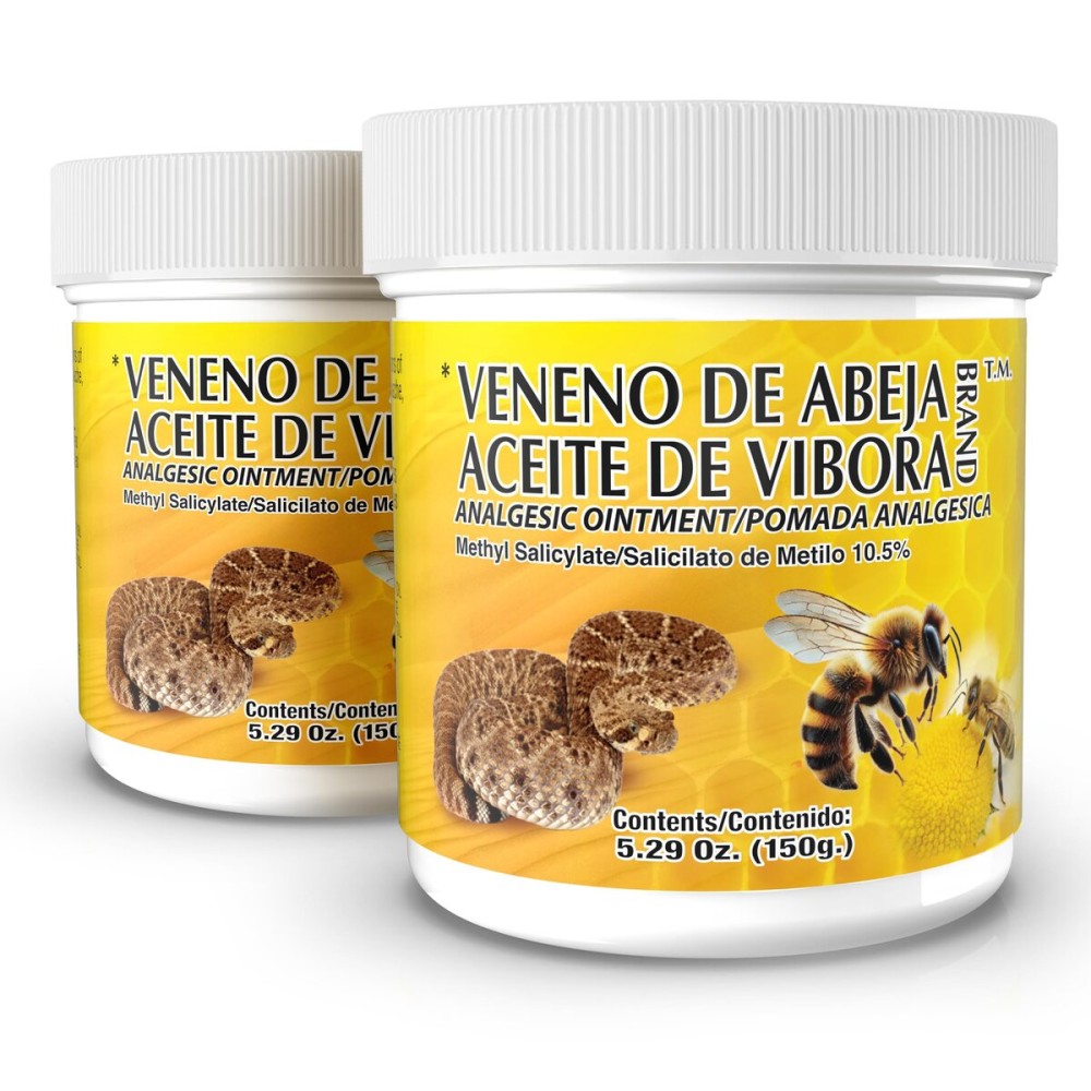 Veneno De Abeja, Aceite Vibora Ointment Analgesic Ointment Topical Pain Relief, Reduce Inflammation Fresh Scent Unguent of 5.29 Oz Jars, (Pack of 2)