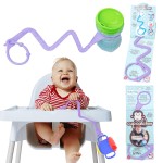 Brilli Baby Cup Catcher Patented Safety Tether Strap, Attach Sippy Cups, Bottles, Pacifiers & More to Stroller, High Chair, Car Seat, Made in USA, Food Grade, Dishwasher Safe (Lavender)
