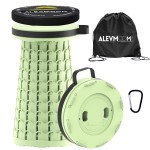 ALEVMOOM Upgraded Collapsible Stool with Cushion & Bag, 18 H Portable Retractable Telescoping Folding Stool for Adults, Lightweight But Sturdy Capacity 600 lbs for Camping Fishing Hiking Travel