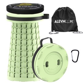 ALEVMOOM Upgraded Collapsible Stool with Cushion & Bag, 18 H Portable Retractable Telescoping Folding Stool for Adults, Lightweight But Sturdy Capacity 600 lbs for Camping Fishing Hiking Travel