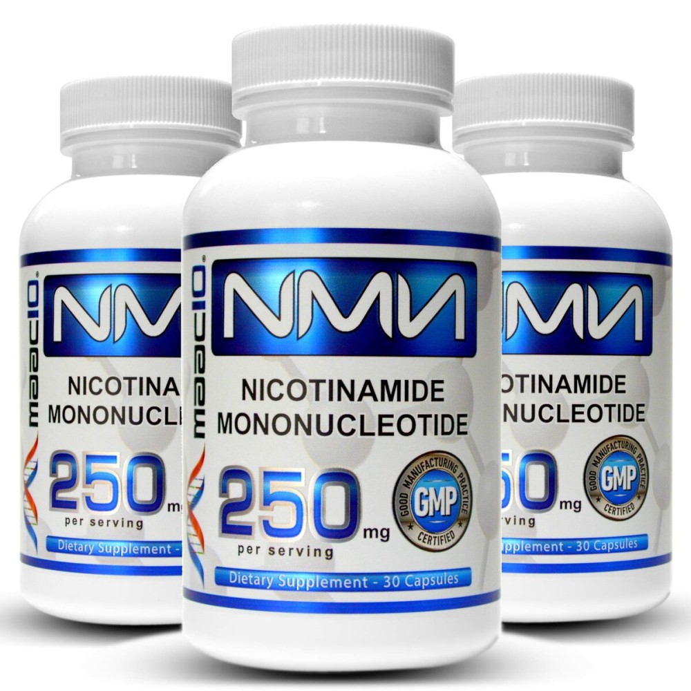 MAAC10 NMN 250mg Capsules (3-Pack) Stabilized Form Real Nicotinamide Mononucleotide Supplement.