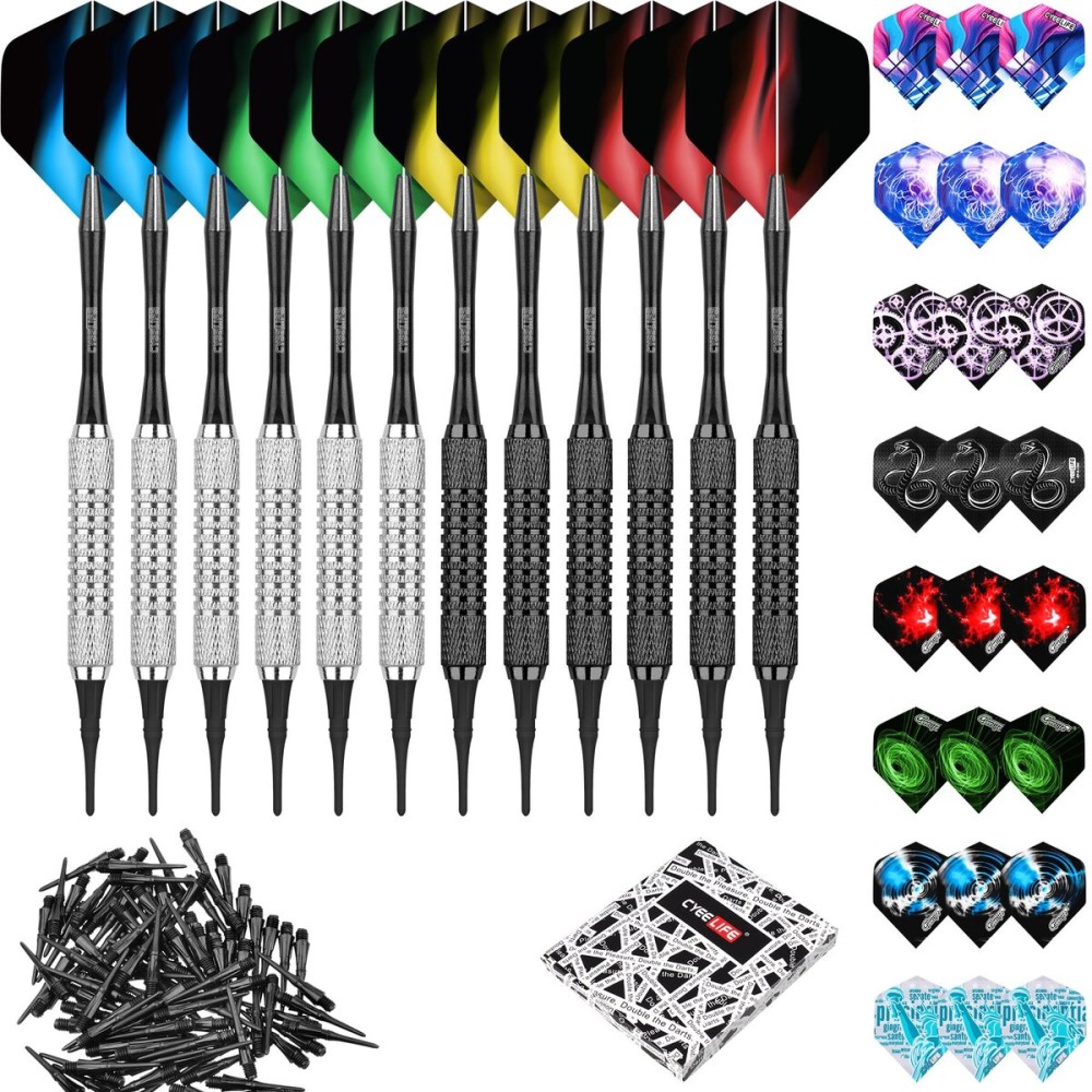 CyeeLife 16g Soft tip Darts with Extra Flights and Plastic Points For Beginners