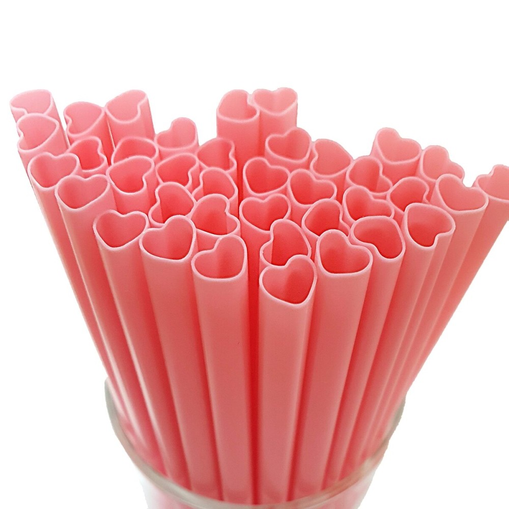 The best MOON 200pcs Heart Shaped Pink Straws Disposable Drinking Cute Straw Individually Wrapped Pink Plastic Straw Galentines Day, Cocktail, Birthday Party, Bridal Shower, Wedding Decorations