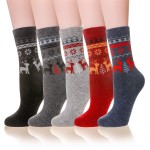 Velice Wool Socks for Women - Merino Wool Boot Hiking Thick Thermal Warm Winter Crew Cushion Cozy Work Socks 5 Pairs (Multicolor)