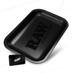RAW Matte Black Murder\'d Cigarette Rolling Tray | Size - Small | Elegant and Sleek Black on Black Finish with Smooth Rounded Edges