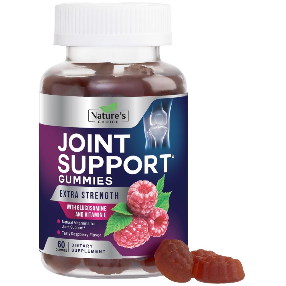 Joint Support Gummies - Extra Strength Glucosamine Gummy Supplement with Vitamin E - Natural Cartilage Joint Health & Flexibility Support, Best Support Glucosamine Chew for Men & Women - 60 Gummies